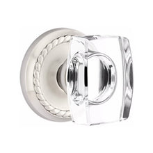 Load image into Gallery viewer, WINDSOR GLASS (WS) PRIVACY (BED/BATH) KNOB WITH 2-3/8" BACKSET AND 1/4" ROUND FACEPLATE AND STRIKEPLATE WITH TRADITIONAL ROSETTE