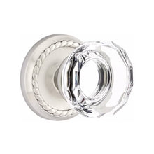 Load image into Gallery viewer, LOWELL GLASS (LW) PASSAGE (HALL/CLOSET) KNOB WITH 2-3/8" BACKSET AND 1/4" ROUND FACEPLATE AND STRIKEPLATE
