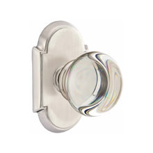 Load image into Gallery viewer, PROVIDENCE GLASS (PC) PRIVACY (BED/BATH) KNOB WITH 2-3/8" BACKSET AND 1/4" ROUND FACEPLATE AND STRIKEPLATE