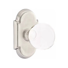 Load image into Gallery viewer, BRISTOL GLASS (BL) PASSAGE (HALL/CLOSET) KNOB WITH 2-3/8" BACKSET AND 1/4" ROUND FACEPLATE AND STRIKEPLATE WITH TRADITIONAL ROSETTE