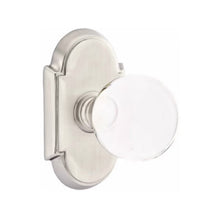 Load image into Gallery viewer, BRISTOL GLASS (BL) PRIVACY (BED/ BATH) KNOB WITH 2-3/8" BACKSET AND 1/4" ROUND FACEPLATE AND STRIKEPLATE WITH TRADITIONAL ROSETTE