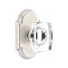 Load image into Gallery viewer, WINDSOR GLASS (WS) PRIVACY (BED/BATH) KNOB WITH 2-3/8" BACKSET AND 1/4" ROUND FACEPLATE AND STRIKEPLATE WITH TRADITIONAL ROSETTE