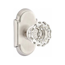 Load image into Gallery viewer, ASTORIA GLASS (AS) PASSAGE (HALL/CLOSET) KNOB WITH 2-3/8" BACKSET AND 1/4" ROUND FACEPLATE AND STRIKEPLATE