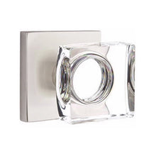 Load image into Gallery viewer, MODERN SQUARE GLASS (MSC) PRIVACY (BED/BATH) KNOB WITH 2-3/8" BACKSET AND 1/4" ROUND FACEPLATE AND STRIKEPLATE