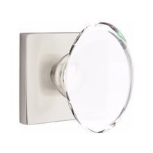 Load image into Gallery viewer, HAMPTON GLASS (HT) PRIVACY (BED/BATH) KNOB WITH 2-3/8" BACKSET AND 1/4" ROUND FACEPLATE AND STRIKEPLATE WITH MODERN ROSETTE