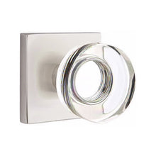 Load image into Gallery viewer, MODERN DISC GLASS (MDC) PRIVACY (BED/BATH) KNOB WITH 2-3/8" BACKSET AND 1/4" ROUND FACEPLATE AND STRIKEPLATE