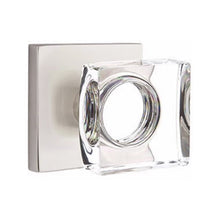 Load image into Gallery viewer, MODERN SQUARE GLASS (MSC) PASSAGE (HALL/CLOSET) KNOB WITH 2-3/8" BACKSET AND 1/4" ROUND FACEPLATE AND STRIKEPLATE