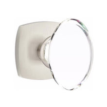 Load image into Gallery viewer, HAMPTON GLASS (HT) PASSAGE (HALL/CLOSET) KNOB WITH 2-3/8" BACKSET AND 1/4" ROUND FACEPLATE AND STRIKEPLATE WITH MODERN ROSETTE