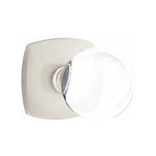 Load image into Gallery viewer, BRISTOL GLASS (BL) PRIVACY (BED/BATH) KNOB WITH 2-3/8" BACKSET AND 1/4" ROUND FACEPLATE AND STRIKEPLATE WITH MODERN ROSETTE