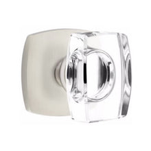 Load image into Gallery viewer, WINDSOR GLASS (WS) PRIVACY (BED/BATH) KNOB WITH 2-3/8" BACKSET AND 1/4" ROUND FACEPLATE AND STRIKEPLATE WITH MODERN ROSETTE