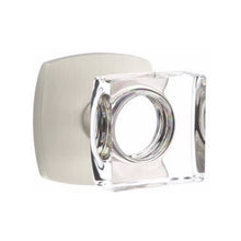 Load image into Gallery viewer, MODERN SQUARE GLASS (MSC) PRIVACY (BED/BATH) KNOB WITH 2-3/8" BACKSET AND 1/4" ROUND FACEPLATE AND STRIKEPLATE