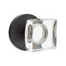 Load image into Gallery viewer, MODERN SQUARE GLASS (MSC) PRIVACY (BED/BATH) KNOB WITH 2-3/8" BACKSET AND 1/4" ROUND FACEPLATE AND STRIKEPLATE
