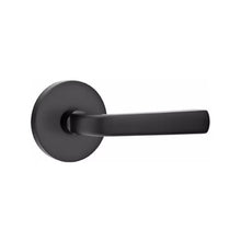 Load image into Gallery viewer, SION (SIO) PRIVACY (BED/BATH) LEVER WITH 2-3/8" BACKSET AND 1/4" ROUND FACEPLATE AND STRIKEPLATE