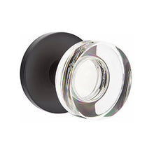 Load image into Gallery viewer, MODERN DISC GLASS (MDC) PRIVACY (BED/BATH) KNOB WITH 2-3/8" BACKSET AND 1/4" ROUND FACEPLATE AND STRIKEPLATE