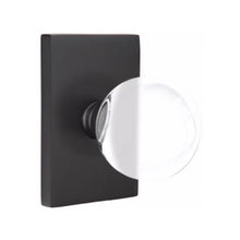 Load image into Gallery viewer, BRISTOL GLASS (BL) PRIVACY (BED/BATH) KNOB WITH 2-3/8" BACKSET AND 1/4" ROUND FACEPLATE AND STRIKEPLATE WITH MODERN ROSETTE