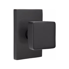 Load image into Gallery viewer, SQUARE (SQU) PRIVACY (BED/BATH) KNOB WITH 2-3/8" BACKSET AND 1/4" ROUND FACEPLATE AND STRIKEPLATE