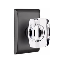 Load image into Gallery viewer, WINDSOR GLASS (WS) PASSAGE (HALL/CLOSET) KNOB WITH 2-3/8" BACKSET AND 1/4" ROUND FACEPLATE AND STRIKEPLATE WITH MODERN ROSETTE