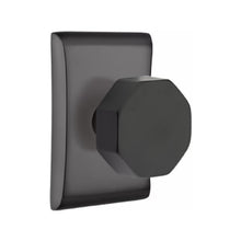 Load image into Gallery viewer, OCTAGON (OCT) PRIVACY (BED/BATH) KNOB WITH 2-3/8" BACKSET AND 1/4" ROUND FACEPLATE AND STRIKEPLATE