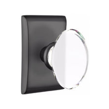 Load image into Gallery viewer, HAMPTON GLASS (HT) PASSAGE (HALL/CLOSET) KNOB WITH 2-3/8" BACKSET AND 1/4" ROUND FACEPLATE AND STRIKEPLATE WITH MODERN ROSETTE