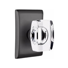 Load image into Gallery viewer, WINDSOR GLASS (WS) PRIVACY (BED/BATH) KNOB WITH 2-3/8" BACKSET AND 1/4" ROUND FACEPLATE AND STRIKEPLATE WITH MODERN ROSETTE