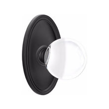 Load image into Gallery viewer, BRISTOL GLASS (BL) PRIVACY (BED/ BATH) KNOB WITH 2-3/8" BACKSET AND 1/4" ROUND FACEPLATE AND STRIKEPLATE WITH TRADITIONAL ROSETTE