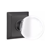Load image into Gallery viewer, BRISTOL GLASS (BL) PRIVACY (BED/ BATH) KNOB WITH 2-3/8" BACKSET AND 1/4" ROUND FACEPLATE AND STRIKEPLATE WITH TRADITIONAL ROSETTE