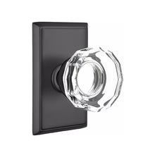Load image into Gallery viewer, LOWELL GLASS (LW) PRIVACY (BED/BATH) KNOB WITH 2-3/8" BACKSET AND 1/4" ROUND FACEPLATE AND STRIKEPLATE