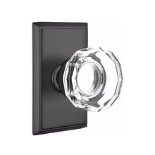 Load image into Gallery viewer, LOWELL GLASS (LW) PASSAGE (HALL/CLOSET) KNOB WITH 2-3/8" BACKSET AND 1/4" ROUND FACEPLATE AND STRIKEPLATE