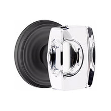 Load image into Gallery viewer, WINDSOR GLASS (WS) PRIVACY (BED/BATH) KNOB WITH 2-3/8" BACKSET AND 1/4" ROUND FACEPLATE AND STRIKEPLATE WITH TRADITIONAL ROSETTE