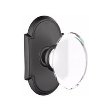 Load image into Gallery viewer, HAMPTON GLASS (HT) PRIVACY (BED/BATH) KNOB WITH 2-3/8" BACKSET AND 1/4" FACEPLATE AND STRIKEPLATE WITH TRADITIONAL ROSETTE