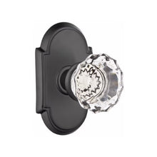 Load image into Gallery viewer, ASTORIA GLASS (AS) PRIVACY (BED/BATH) KNOB WITH 2-3/8" BACKSET AND 1/4" ROUND FACEPLATE AND STRIKEPLATE