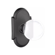 Load image into Gallery viewer, BRISTOL GLASS (BL) PRIVACY (BED/ BATH) KNOB WITH 2-3/8" BACKSET AND 1/4" ROUND FACEPLATE AND STRIKEPLATE WITH TRADITIONAL ROSETTE