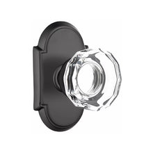 Load image into Gallery viewer, LOWELL GLASS (LW) PASSAGE (HALL/CLOSET) KNOB WITH 2-3/8" BACKSET AND 1/4" ROUND FACEPLATE AND STRIKEPLATE