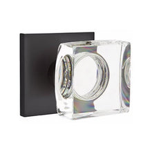 Load image into Gallery viewer, MODERN SQUARE GLASS (MSC) PASSAGE (HALL/CLOSET) KNOB WITH 2-3/8" BACKSET AND 1/4" ROUND FACEPLATE AND STRIKEPLATE