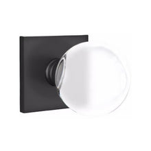 Load image into Gallery viewer, BRISTOL GLASS (BL) PRIVACY (BED/BATH) KNOB WITH 2-3/8" BACKSET AND 1/4" ROUND FACEPLATE AND STRIKEPLATE WITH MODERN ROSETTE
