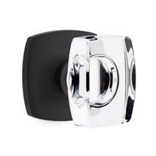 Load image into Gallery viewer, WINDSOR GLASS (WS) PASSAGE (HALL/CLOSET) KNOB WITH 2-3/8" BACKSET AND 1/4" ROUND FACEPLATE AND STRIKEPLATE WITH MODERN ROSETTE