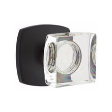 Load image into Gallery viewer, MODERN SQUARE GLASS (MSC) PRIVACY (BED/BATH) KNOB WITH 2-3/8" BACKSET AND 1/4" ROUND FACEPLATE AND STRIKEPLATE