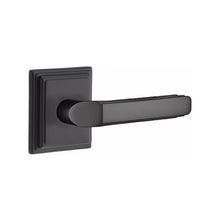 Load image into Gallery viewer, MILANO (M) PASSAGE (HALL/CLOSET) LEVER WITH 2-3/8" BACKSET AND 1/4" ROUND FACEPLATE AND STRIKEPLATE