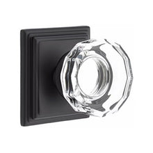Load image into Gallery viewer, LOWELL GLASS (LW) PRIVACY (BED/BATH) KNOB WITH 2-3/8" BACKSET AND 1/4" ROUND FACEPLATE AND STRIKEPLATE