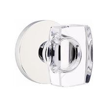 Load image into Gallery viewer, WINDSOR GLASS (WS) PRIVACY (BED/BATH) KNOB WITH 2-3/8" BACKSET AND 1/4" ROUND FACEPLATE AND STRIKEPLATE WITH MODERN ROSETTE