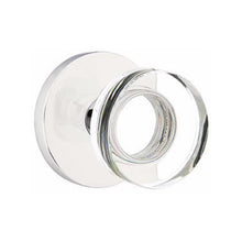 Load image into Gallery viewer, MODERN DISC GLASS (MDC) PRIVACY (BED/BATH) KNOB WITH 2-3/8" BACKSET AND 1/4" ROUND FACEPLATE AND STRIKEPLATE