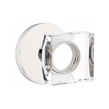 Load image into Gallery viewer, MODERN SQUARE GLASS (MSC) PRIVACY (BED/BATH) KNOB WITH 2-3/8" BACKSET AND 1/4" ROUND FACEPLATE AND STRIKEPLATE