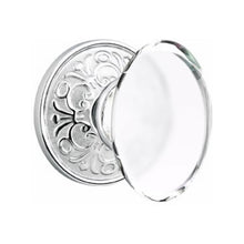 Load image into Gallery viewer, HAMPTON GLASS (HT) PASSAGE (HALL/CLOSET) KNOB WITH 2-3/8" BACKSET AND 1/4" FACEPLATE AND STRIKEPLATE WITH TRADITIONAL ROSETTE