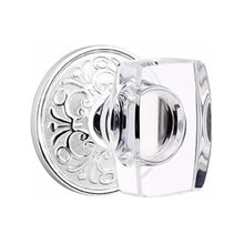 Load image into Gallery viewer, WINDSOR GLASS (WS) PRIVACY (BED/BATH) KNOB WITH 2-3/8" BACKSET AND 1/4" ROUND FACEPLATE AND STRIKEPLATE WITH TRADITIONAL ROSETTE