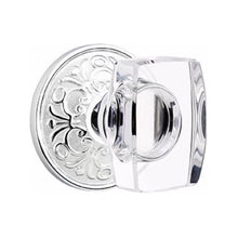 Load image into Gallery viewer, WINDSOR GLASS (WS) PASSAGE (HALL/CLOSET) KNOB WITH 2-3/8" BACKSET AND 1/4" ROUND FACEPLATE AND STRIKEPLATE WITH TRADITIONAL ROSETTE
