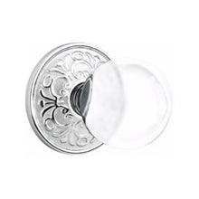 Load image into Gallery viewer, BRISTOL GLASS (BL) PRIVACY (BED/ BATH) KNOB WITH 2-3/8" BACKSET AND 1/4" ROUND FACEPLATE AND STRIKEPLATE WITH TRADITIONAL ROSETTE