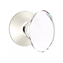 Load image into Gallery viewer, HAMPTON GLASS (HT) PASSAGE (HALL/CLOSET) KNOB WITH 2-3/8" BACKSET AND 1/4" ROUND FACEPLATE AND STRIKEPLATE WITH MODERN ROSETTE