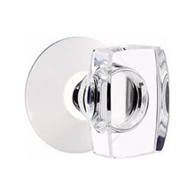 Load image into Gallery viewer, WINDSOR GLASS (WS) PRIVACY (BED/BATH) KNOB WITH 2-3/8" BACKSET AND 1/4" ROUND FACEPLATE AND STRIKEPLATE WITH MODERN ROSETTE