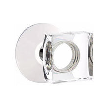 Load image into Gallery viewer, MODERN SQUARE GLASS (MSC) PRIVACY (BED/BATH) KNOB WITH 2-3/8" BACKSET AND 1/4" ROUND FACEPLATE AND STRIKEPLATE