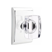 Load image into Gallery viewer, WINDSOR GLASS (WS) PRIVACY (BED/BATH) KNOB WITH 2-3/8" BACKSET AND 1/4" ROUND FACEPLATE AND STRIKEPLATE WITH MODERN ROSETTE